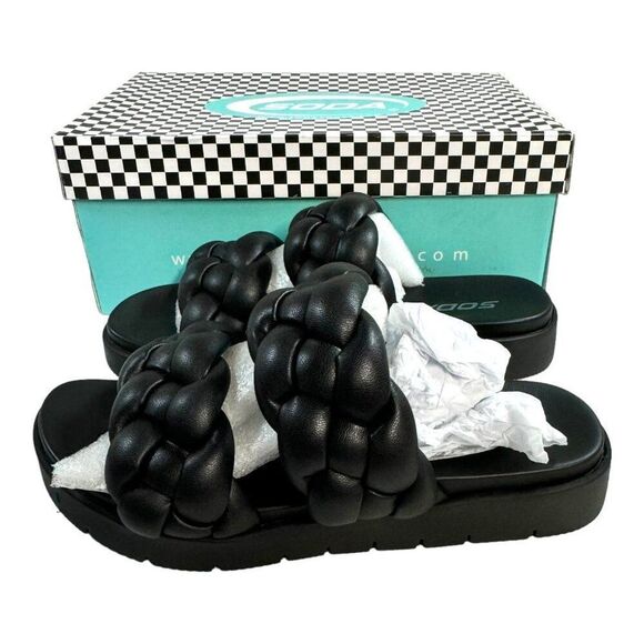 Soda Women's PopUp Black PU Braided Sandals Size 6 Slip On Flip Flop Shoes NEW - Picture 7 of 11